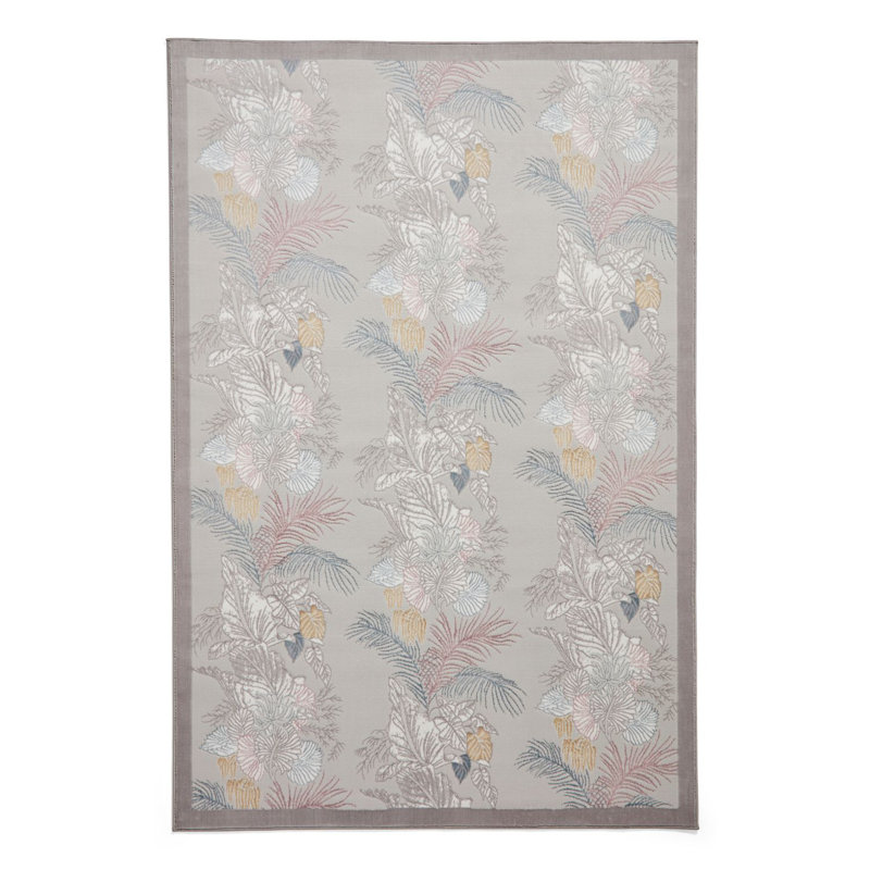 Laurence Llewelyn-Bowen Cathkin Tropicana Floral Machine Woven Area Rug, Rectangle 120cm x 170cm, Pearl