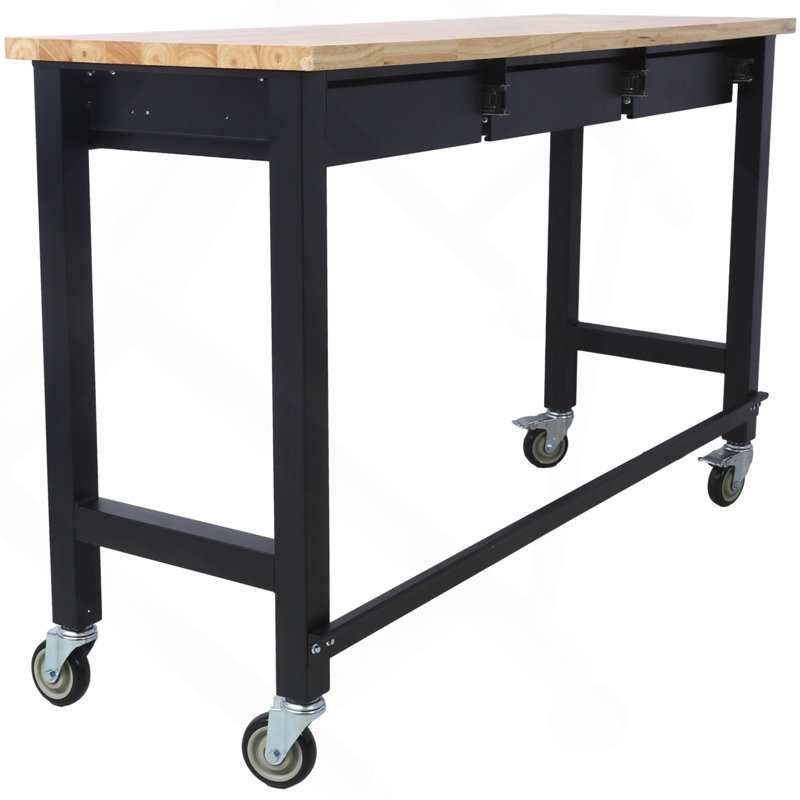 Versatile Heavy Duty Bamboo Workbench With Drawer And Mobile Functionality