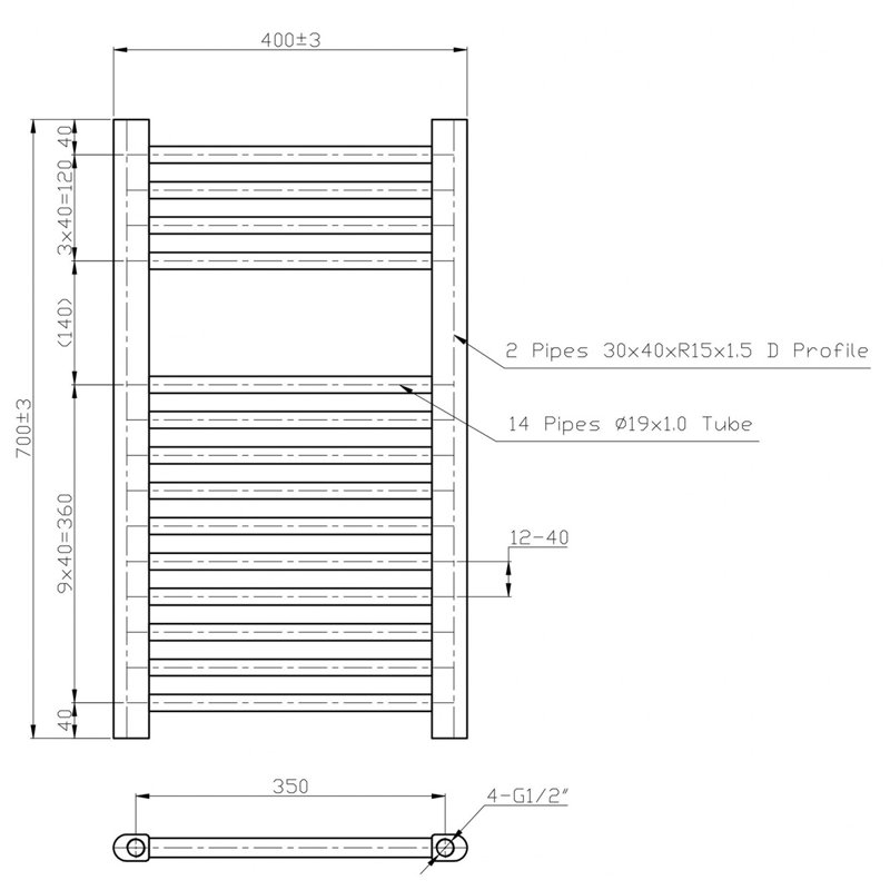 Grimmer Straight Towel Rail Heated Towel Rails, Chrome