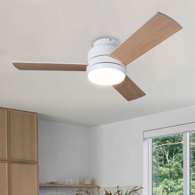 Arielmarie 42'' 3 - Blade Large Indooor Ceiling Fan With Light Kit and Remote, 3 LED Colors, 6 Speed Noiseless DC Motor, Timer