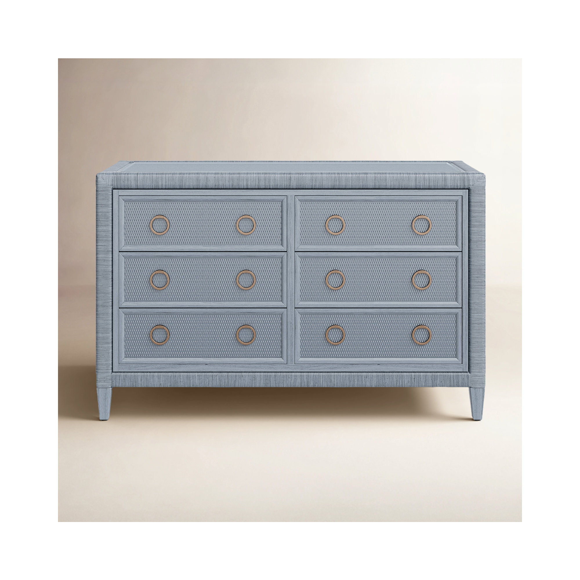 Warwick 6-Drawer 54" W Double Dresser, Satin Brass, Hazel