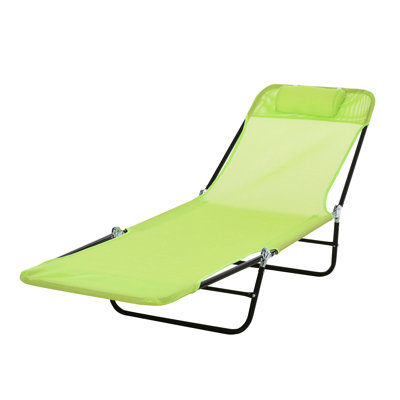 Outsunny Folding Chaise Lounge Chair, Pool Sun Tanning Chair, Outdoor Lounge Chair With Reclining Back, Breathable Mesh Seat, Headrest For Beach, Yard, Patio