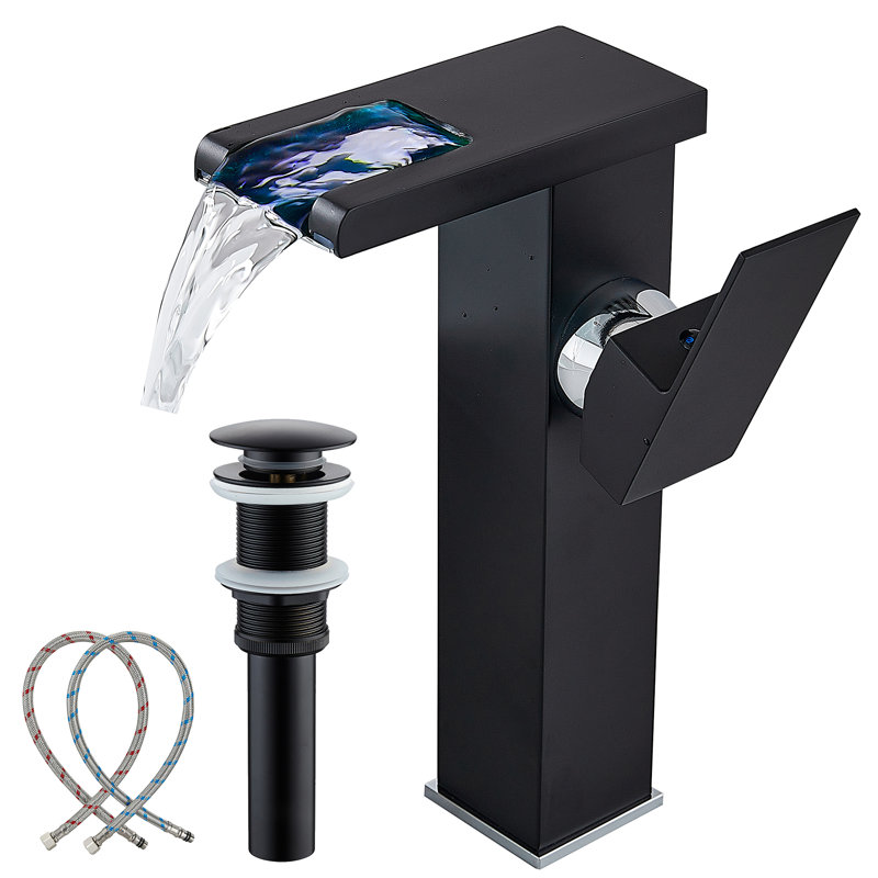 Single Hole Faucet Single-handle Bathroom Faucet with Drain Assembly, Black