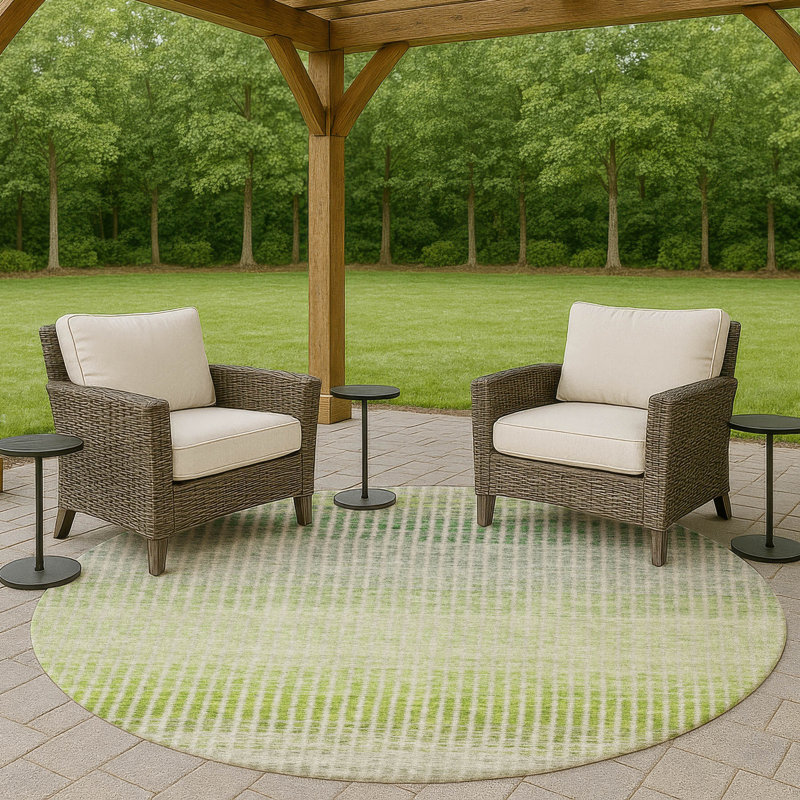 Machine Washable Indoor/Outdoor Jouett ACN2313 Stripes Rug, Round 8'