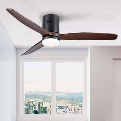 Jossie 52'' 3-Blades Wood Ceiling Fan with LED Lights and Remote