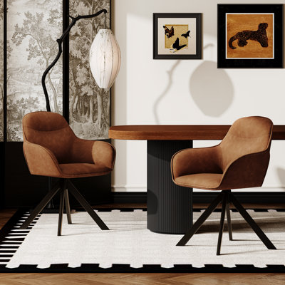 48.5cm H Vintage Faux Leather Dining Chairs