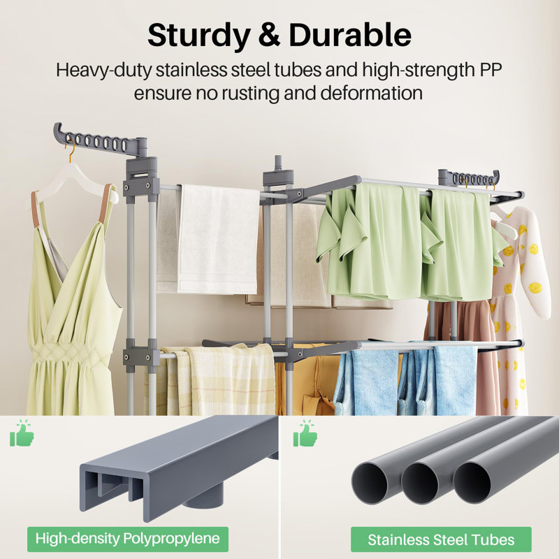 Extensible Stainless Steel 4-Tier Foldable Drying Rack