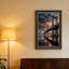 «Suspension Bridge Over Water with City Skyline», art mural-1093893428