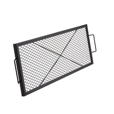 Foyer de cuisson rectangulaire en forme de foyer, acier robuste de 44 pouces, batterie de cuisine de camping portable, grande surface pour plusieurs aliments, barbecue résistant aux températures élevées, grille barbecue en acier, poignée facile à transporter,
