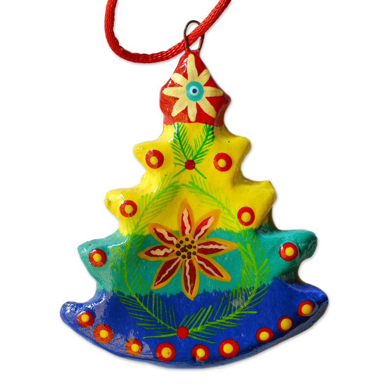 Ensemble d'ornement en forme d'arbre de Noël en céramique fait à la main 6 pièces Muhittin