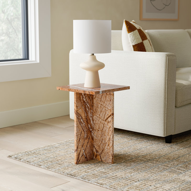 Rience Marble Top End Table, Gold Marble