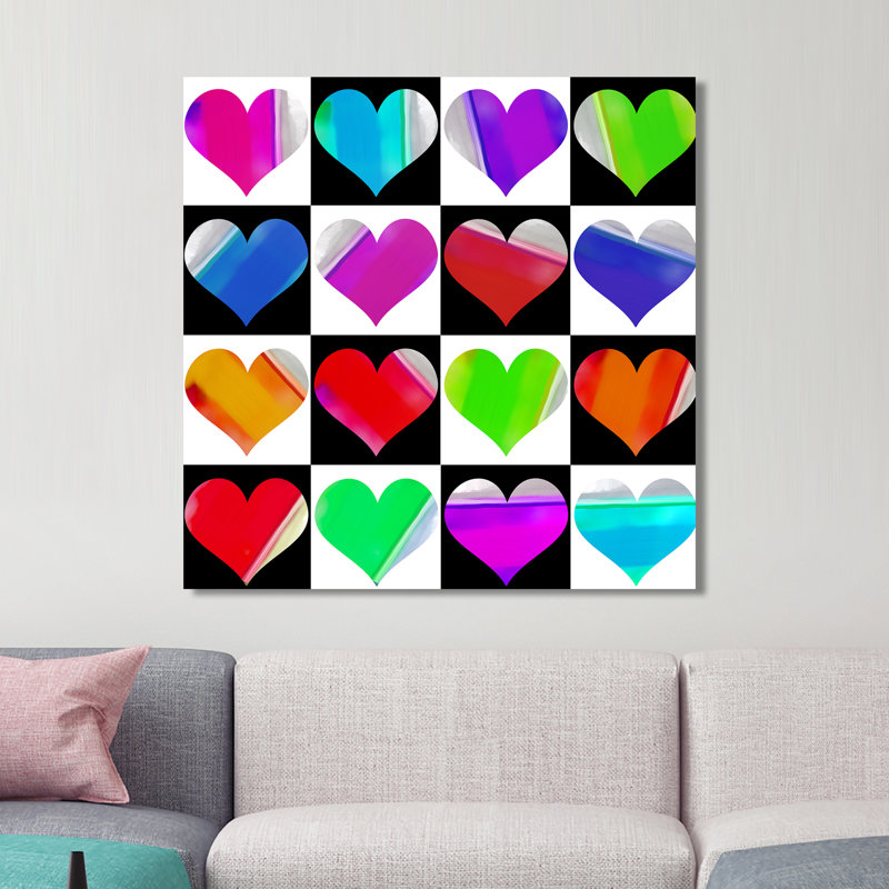 « cross my hearts », reproduction d’impression encadrée, H 24 po x l 24 po x P 1,5 po, Toile tendue