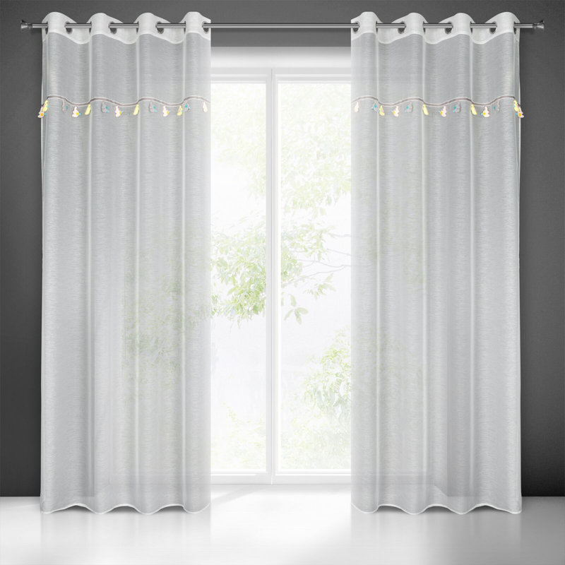 Barbonne Sheer Curtain Single Panel, Cream