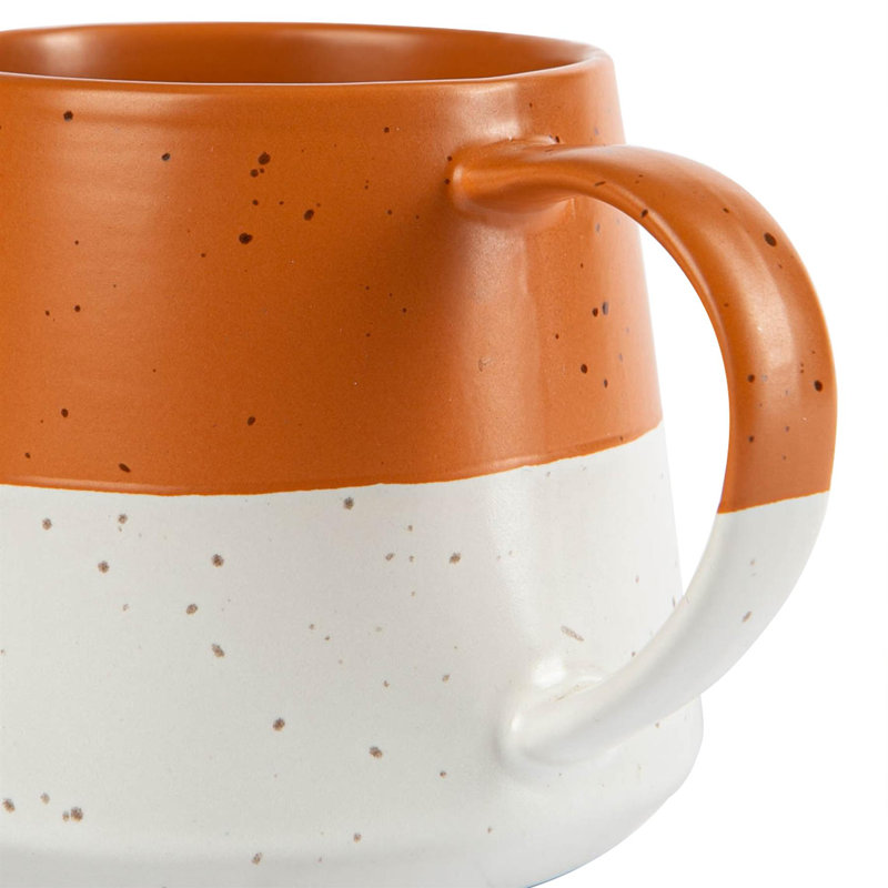 Nicola Spring - Dipped Flecked Stoneware Belly Mugs - 370ml, Burnt Orange