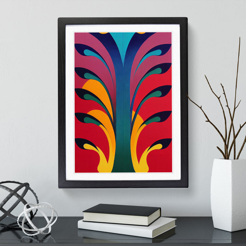 A Surreal Abstract Feather No.3 - Single Picture Frame Painting, 64cm H x 46cm W x 2cm D, Black