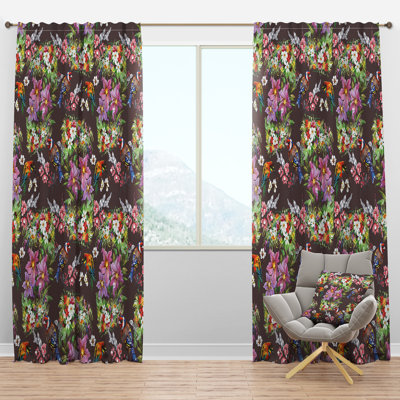 Oiseaux et fleurs colorés - Rideau traditionnel - Velours obscurcissant - 1 panneau