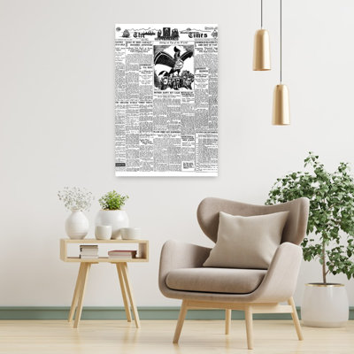 «1920S», journal du Los Angeles Times, le 22 mai 1927, Lindbergh atteint Paris au milieu de «Riot Of Vast Mob», art mural rétro rétro classique