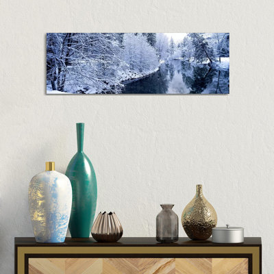 Snow Covered Trees Along A River, Yosemite National Park, California, USA #2 by Panoramic Images - Wrapped Canvas Panoramic Print
