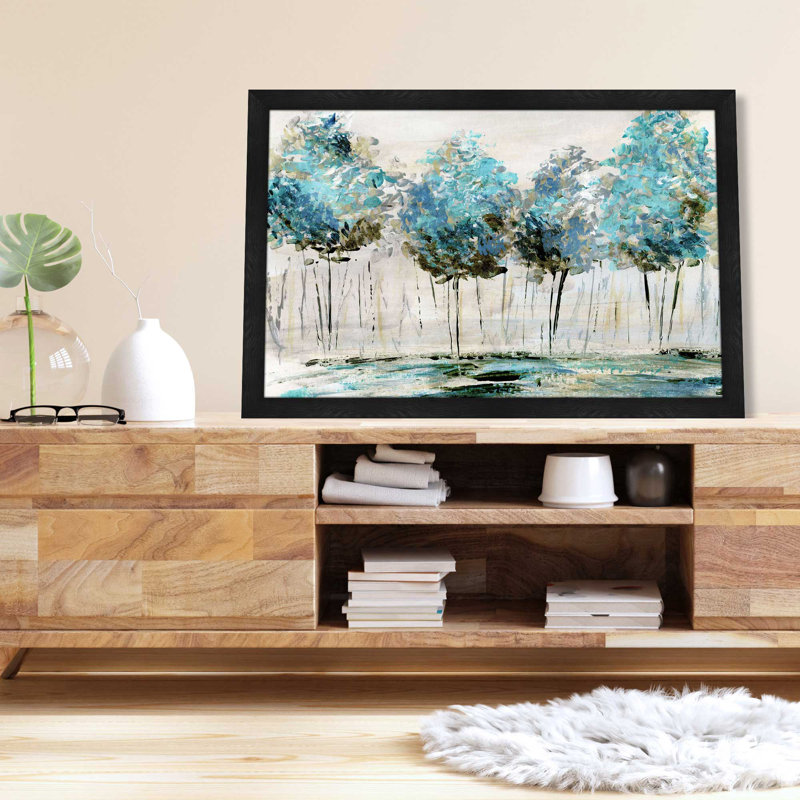 «Spring Talking» par Katrina Craven - Peinture, L 27,5 po x H 21,5 po, Cadre noir