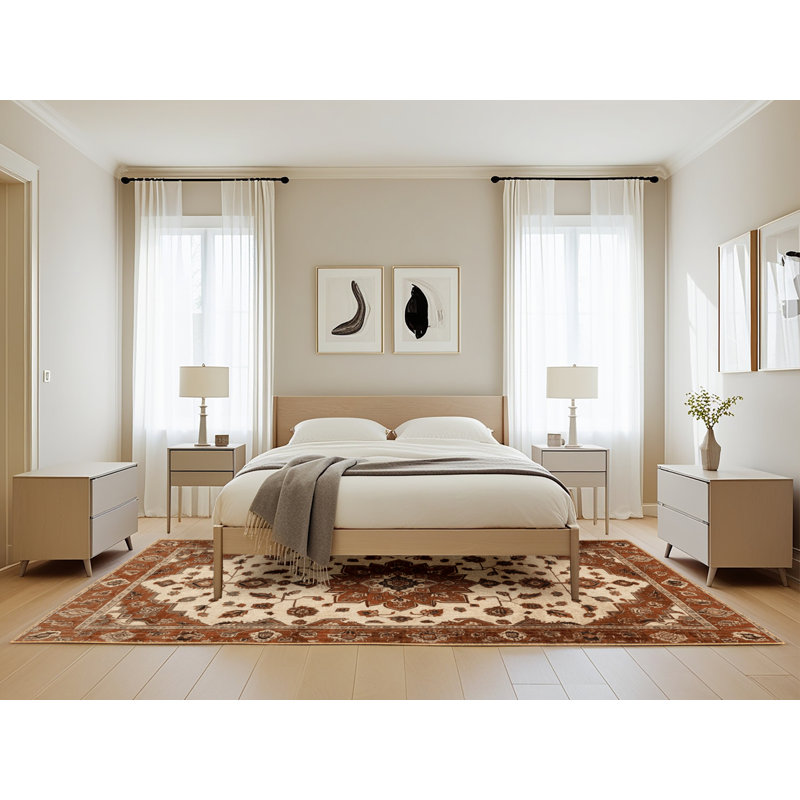 Machine Washable Persian Brown Area Rug, Rectangle 5' x 8'