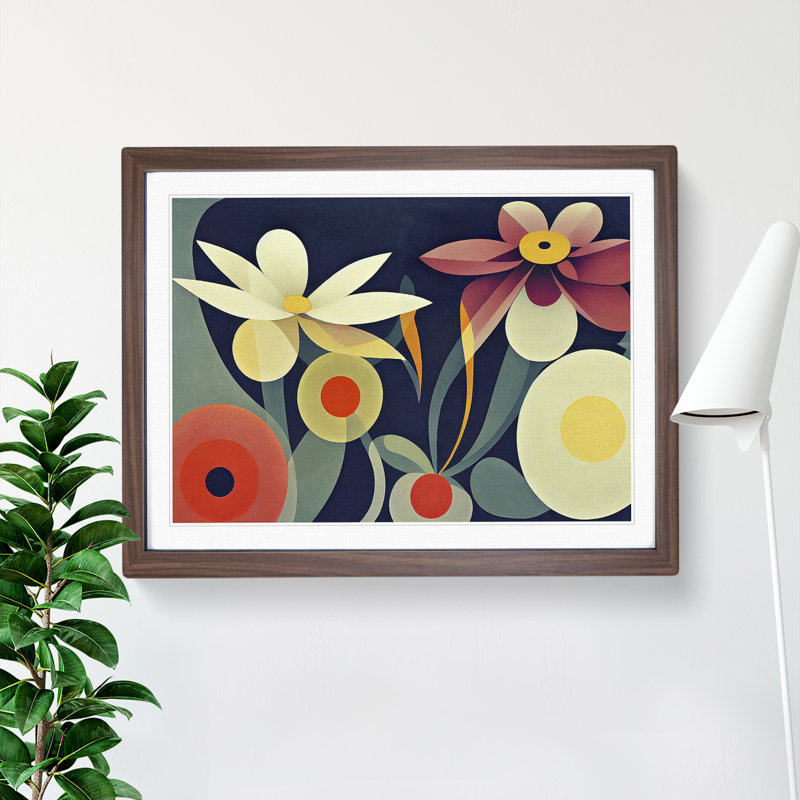 XH1022-8631X Superb Abstract Flowers 1 Piece Single Picture Frame Wall Art, 34cm H x 46cm W, Brown