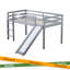 Lit simple mezzanine bas avec glissade, échelle, barrières de sécurité, lit mezzanine simple en bois d'hévéa-1396241315