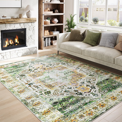 Tapis tapis 5 x 7 tapis lavable doux intérieur antidérapant pour chambre à coucher tapis oriental patiné Boho tapis à poils courts pliable mince esthétique