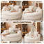 Méridienne ronde de 52 pouces avec accoudoirs et 2 coussins, confortable canapé rembourré en velours côtelé pour salon, appartement, sans assemblage, beige-130144740