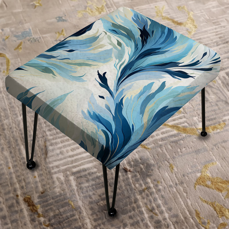 Ikat Breeze - repose-pieds rectangulaire bleu et blanc