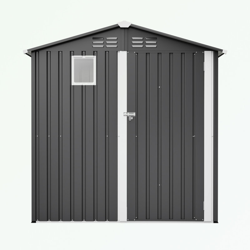 Remise de rangement extérieure en métal avec petite fenêtre et évent