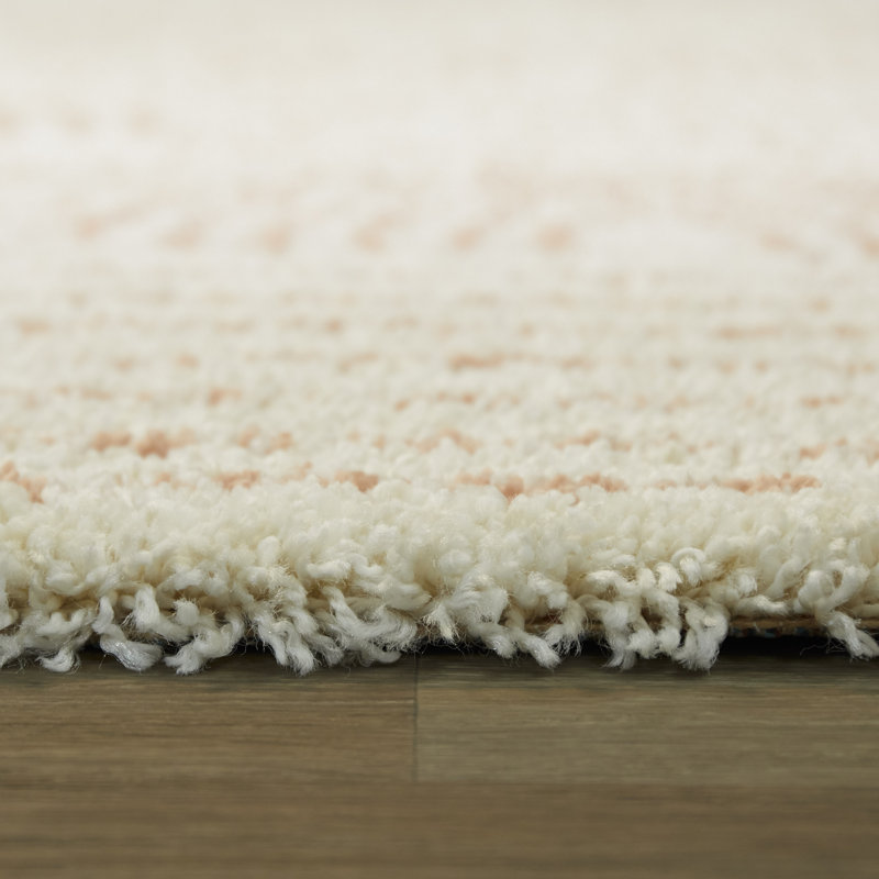 Alec Rainbow Shag Area Rug, Rectangle 7'10" x 10', Pink Rainbow