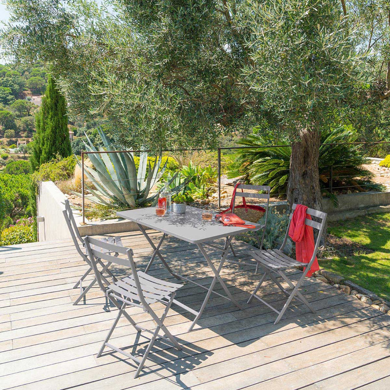 Nifleim Rectangular Metal Folding Outdoor Bistro Table , 110cm cm W 70cm cm D, Grey