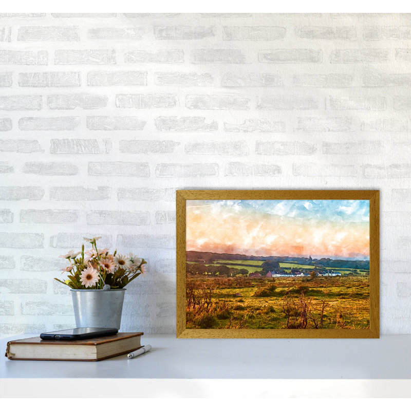 Looking Over Dartmoor Landscape - Print, Brown Framed, 34cm H x 46cm W x 3cm D