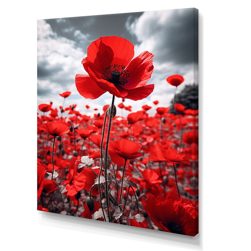 Weixel Flower Field Scarlet Symphony I - impression, H 20 po x l 12 po x P 1 po, Toile tendue