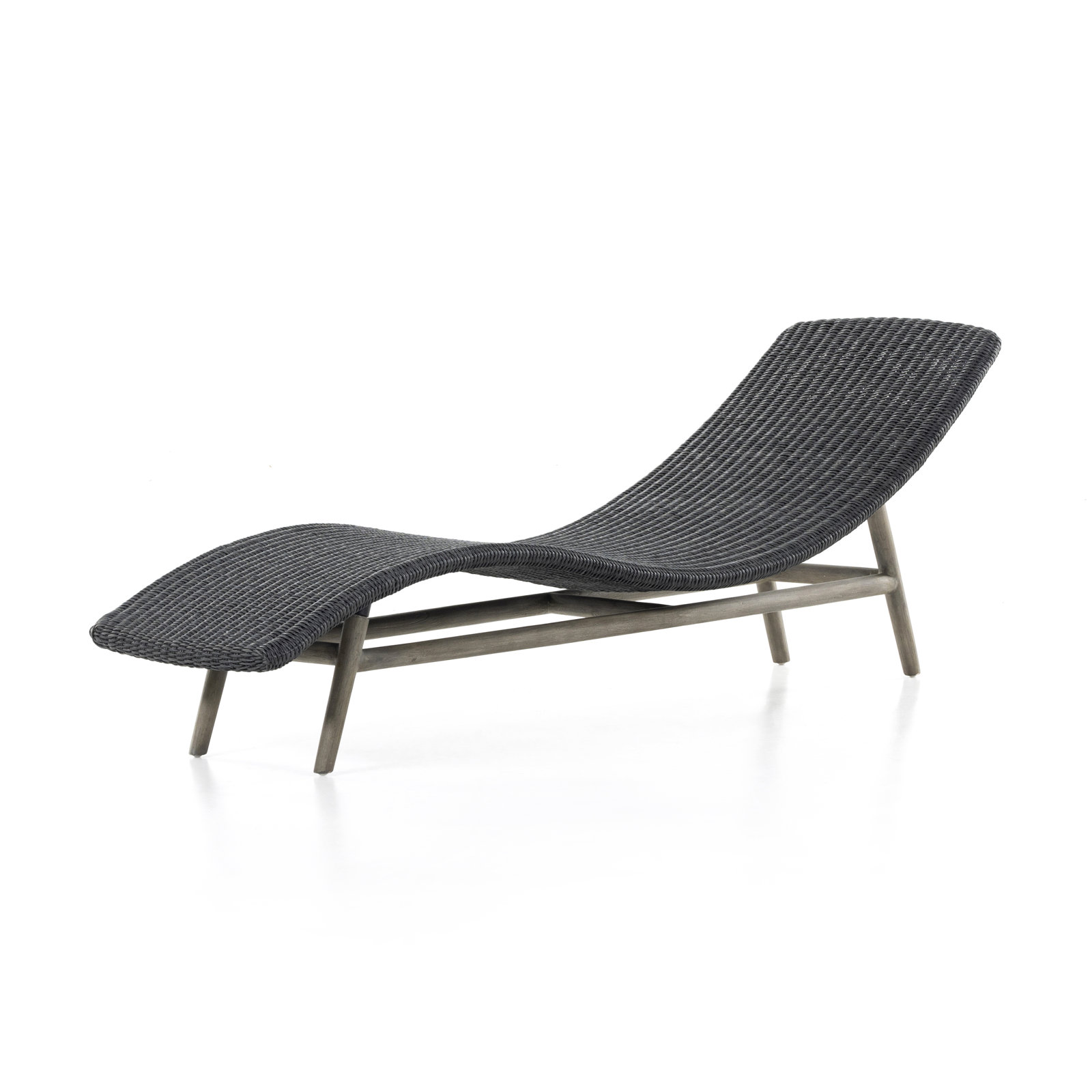 Janine 24'' Outdoor Teak Chaise Lounge, Coal, Weathered Gray Teak