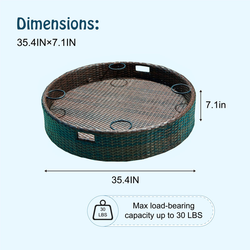 Hubhalsun Medium Size Floating Tray, Round Serving Tray for Swimming Pool Floats, for Sandbars, Spas, and Parties, Pool Serving Drinks, Brunch
