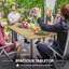 Outsunny Garden Dining Table, Outdoor with 5 cm Parasol Hole, Brown