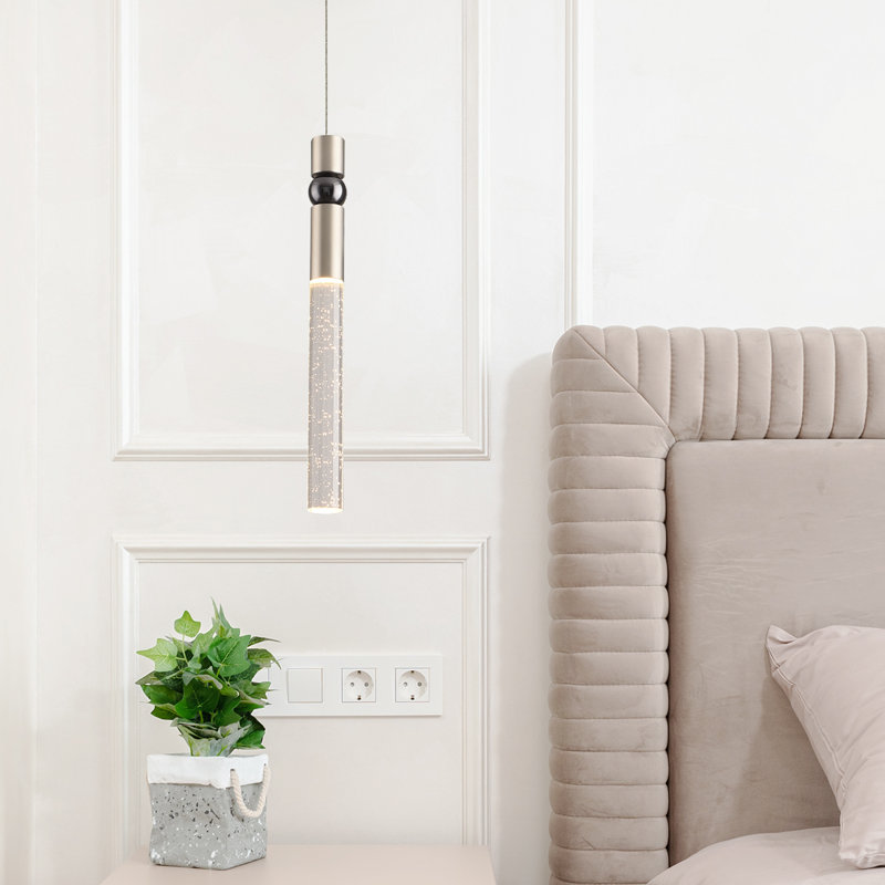 Mini-luminaire suspendu en cristal 1 lumière Lykan, Brushed Nickel