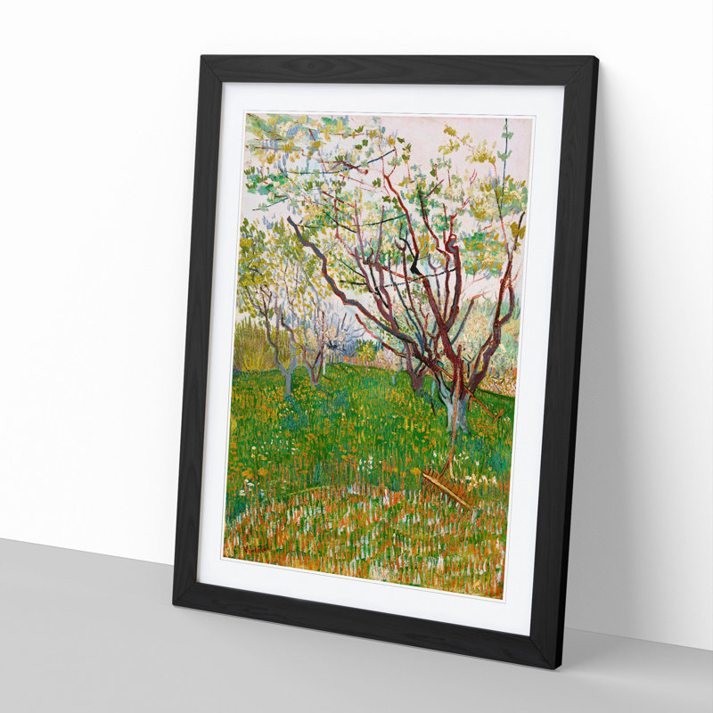 The Flowering Orchard by Vincent Van Gogh - Picture Frame Painting, Black, 48cm H x 36cm W x 2cm D