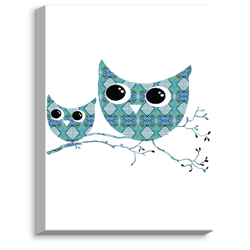 « hibou argyle », reproduction sur toile tendue, H 14 po x l 11 po x P 1,5 po, Toile tendue