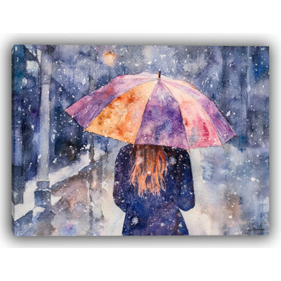 Twilight Snowfall Wrapped Canvas Wall Art