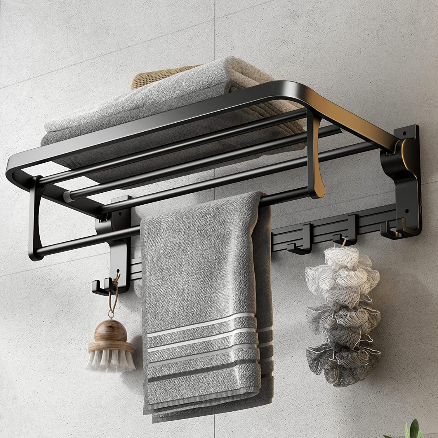 Bathroom Shelf with Towel Bar, Volpone Stick on Bathroom Kitchen