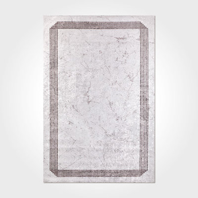 Thambiah Gray Striped Digital Print Area Rug