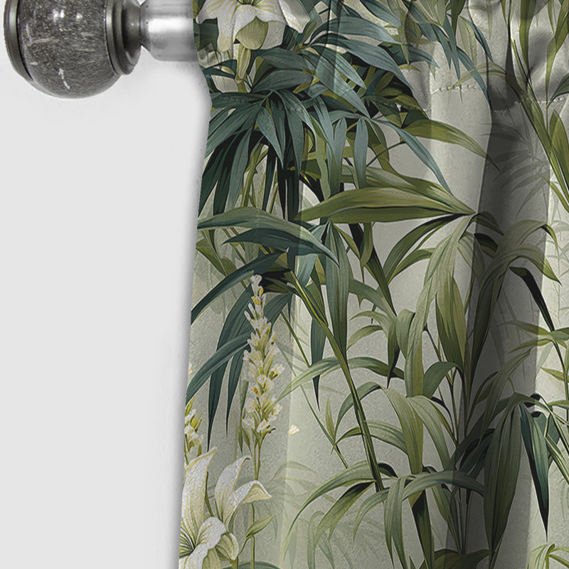 Bambou fusion motif tropical I - Rideau floral - Rideau occultant floral - 1 panneau, L 52 po x L 63 po