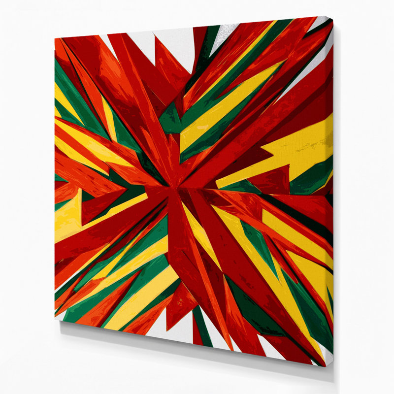 «Geometric Abstraction 8», art mural sur toile rouge, H 8 po x l 8 po