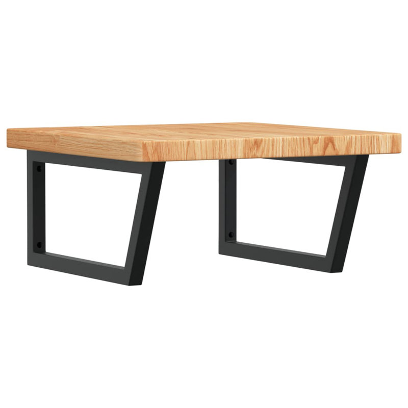 Breashia 60cm Solid Wood Bathroom Vanity Top, Oak/Black