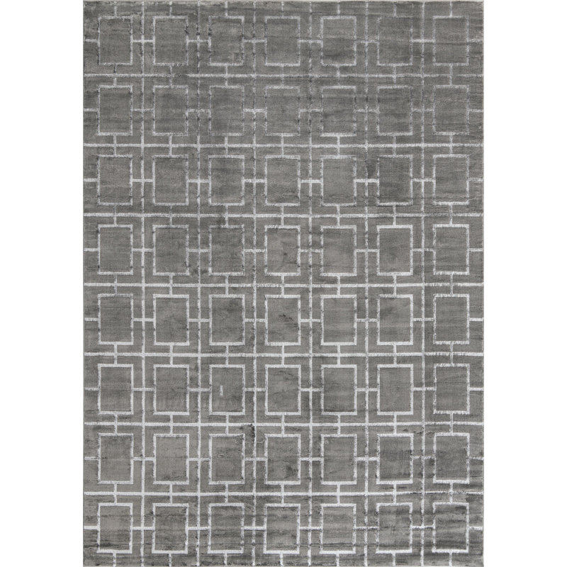 Tapis contemporain couleur cendrée, Rectangle 10 pi x 14 pi