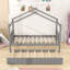 Lit en bois en forme de maison avec toit suspendu et lit gigogne simple-1348937018-1348937016