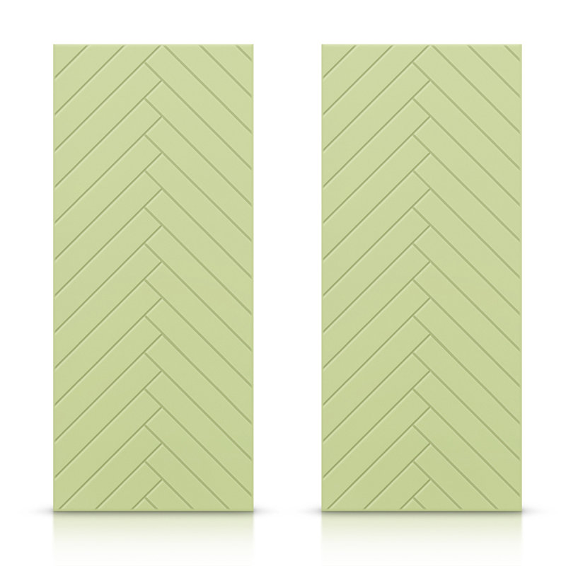 Portes de placard coulissantes à panneaux en bois manufacturé, Vert sauge, 48 po x 84 po