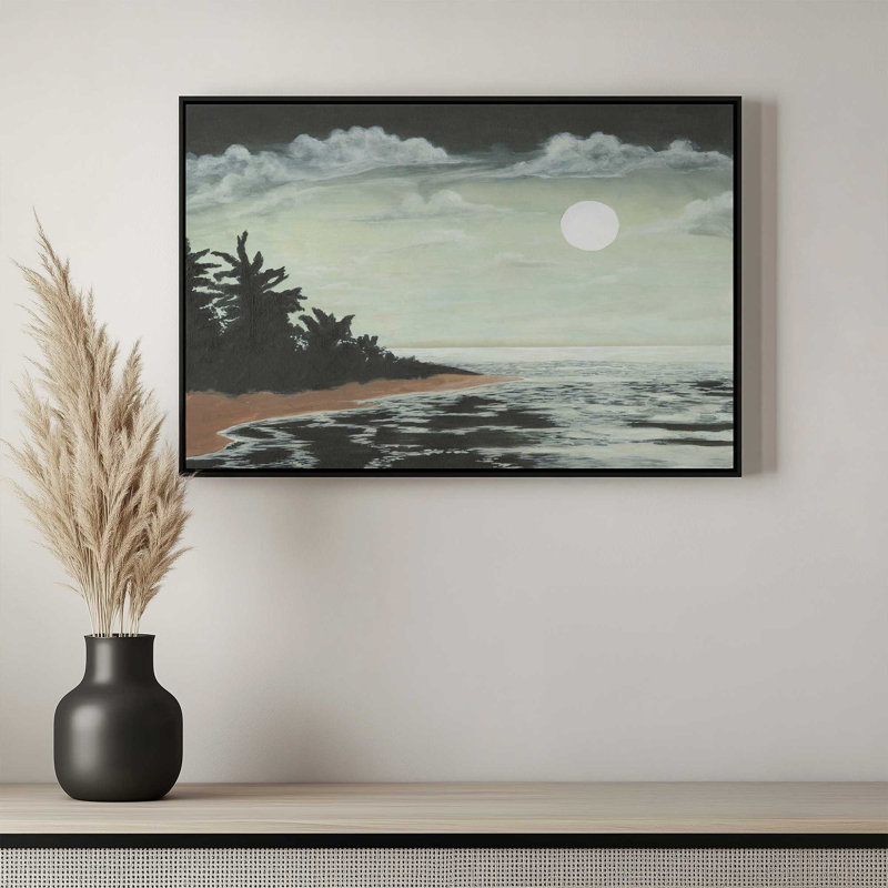 "Descend Moon II" par Michael Willett, reproduction d'art sur toile, Noir, Impression dans un cadre flottant sans passe-parto